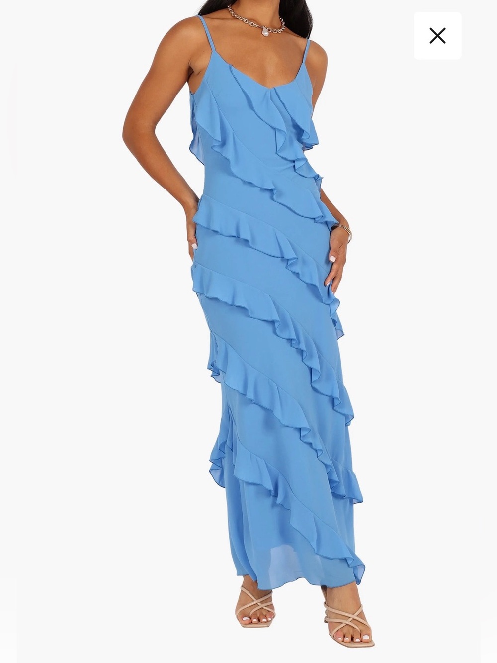 Ciao Ruffle Maxi Dress with Spaghetti Straps